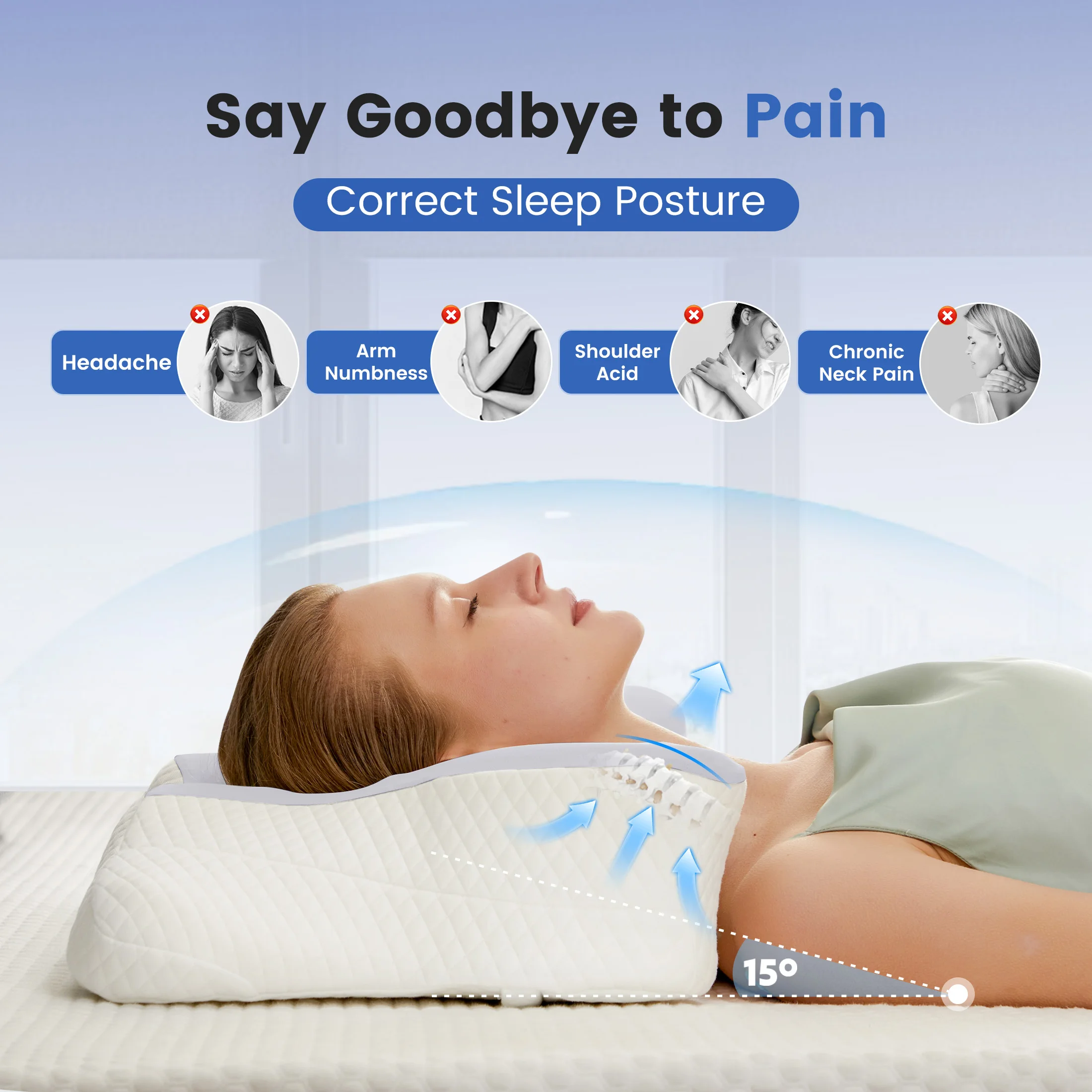 King Size Ergonomic Memory Foam Bed Pillow - Image 3