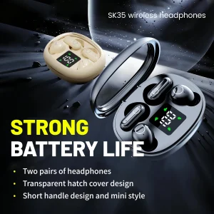 2in1 Wireless Bluetooth Earbuds, Mini Invisible Sleep and Sports Earphones, - Thumbnail Image 2