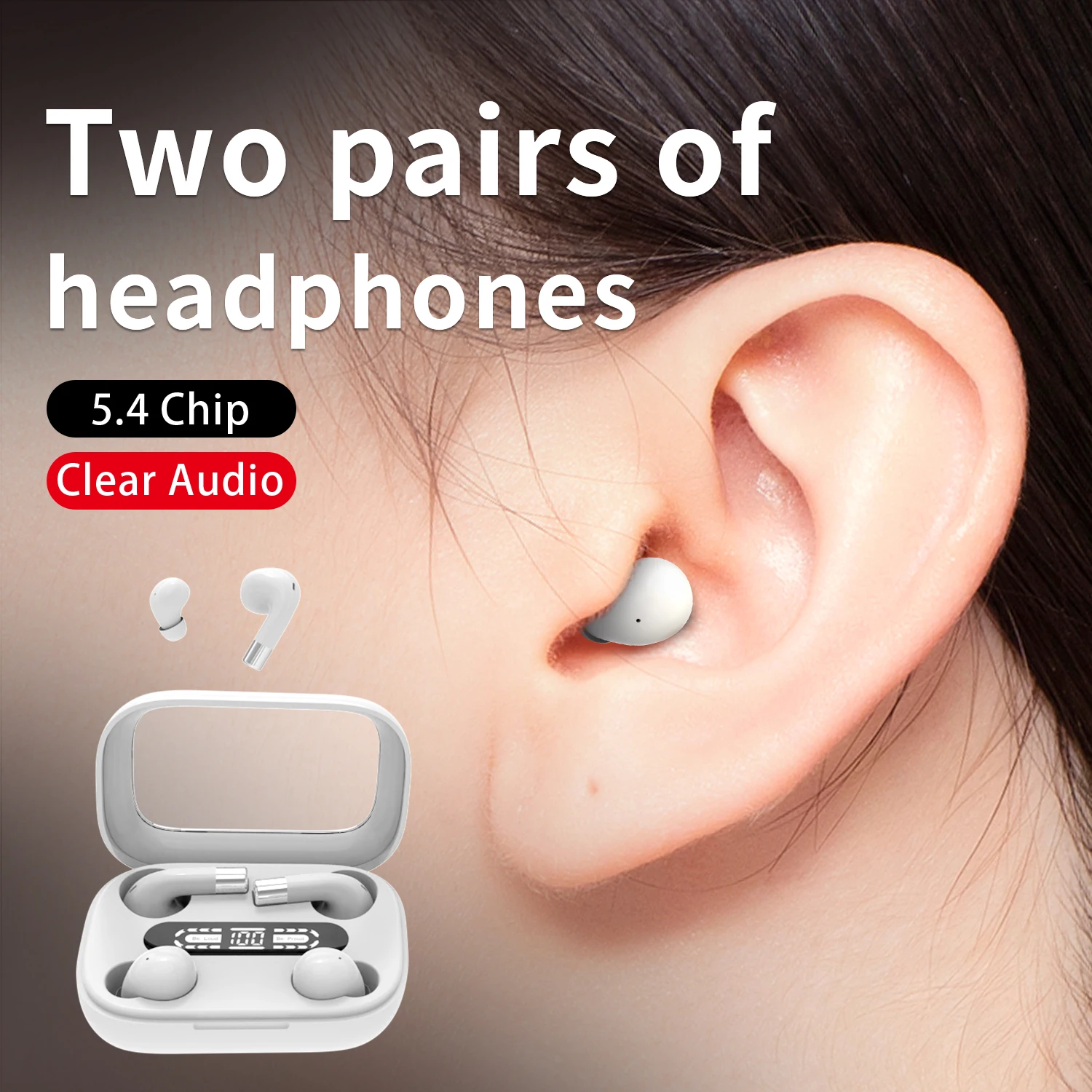 Wireless Bluetooth Earbuds, Mini Earphones, Office, Leisure, Sports, Sleep, - Image 1