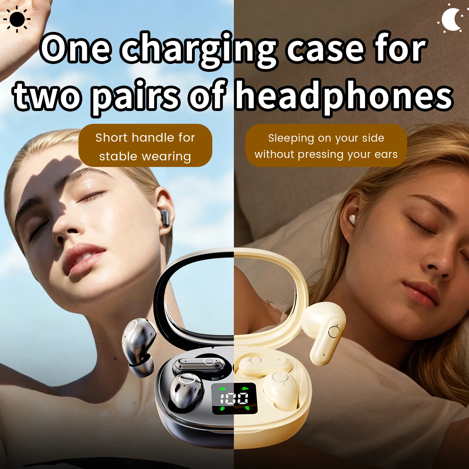 2in1 Wireless Bluetooth Earbuds, Mini Invisible Sleep and Sports Earphones, - Image 5