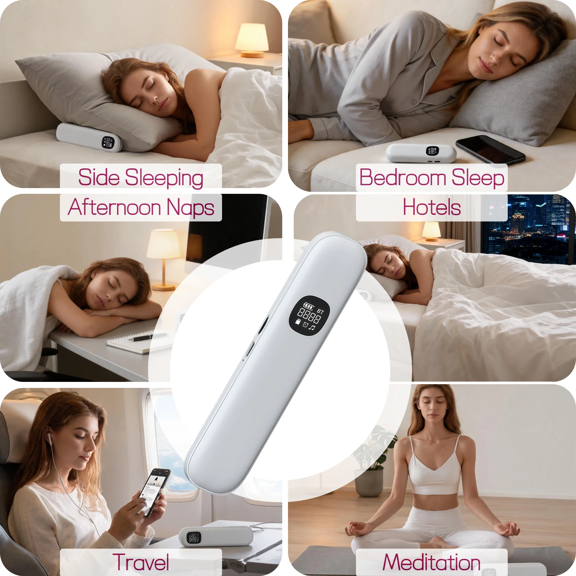 White Sleep Headband Bone Conduction Wireless Bluetooth Speaker Under Pillow HD Sound Side Sleeper Eye Mask - Image 5
