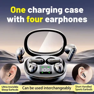 2in1 Wireless Bluetooth Earbuds, Mini Invisible Sleep and Sports Earphones,