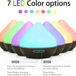 Aromatherapy Humidifier 2-in-1 Ultrasonic Silent Bedroom Atomizer + 7-Color Wood Grain Ambient Light | Smart Sensor Power-Off | USB Portable Desktop Essential Oil Diffuser | Holiday Gift Home Decoration - Thumbnail Image 2