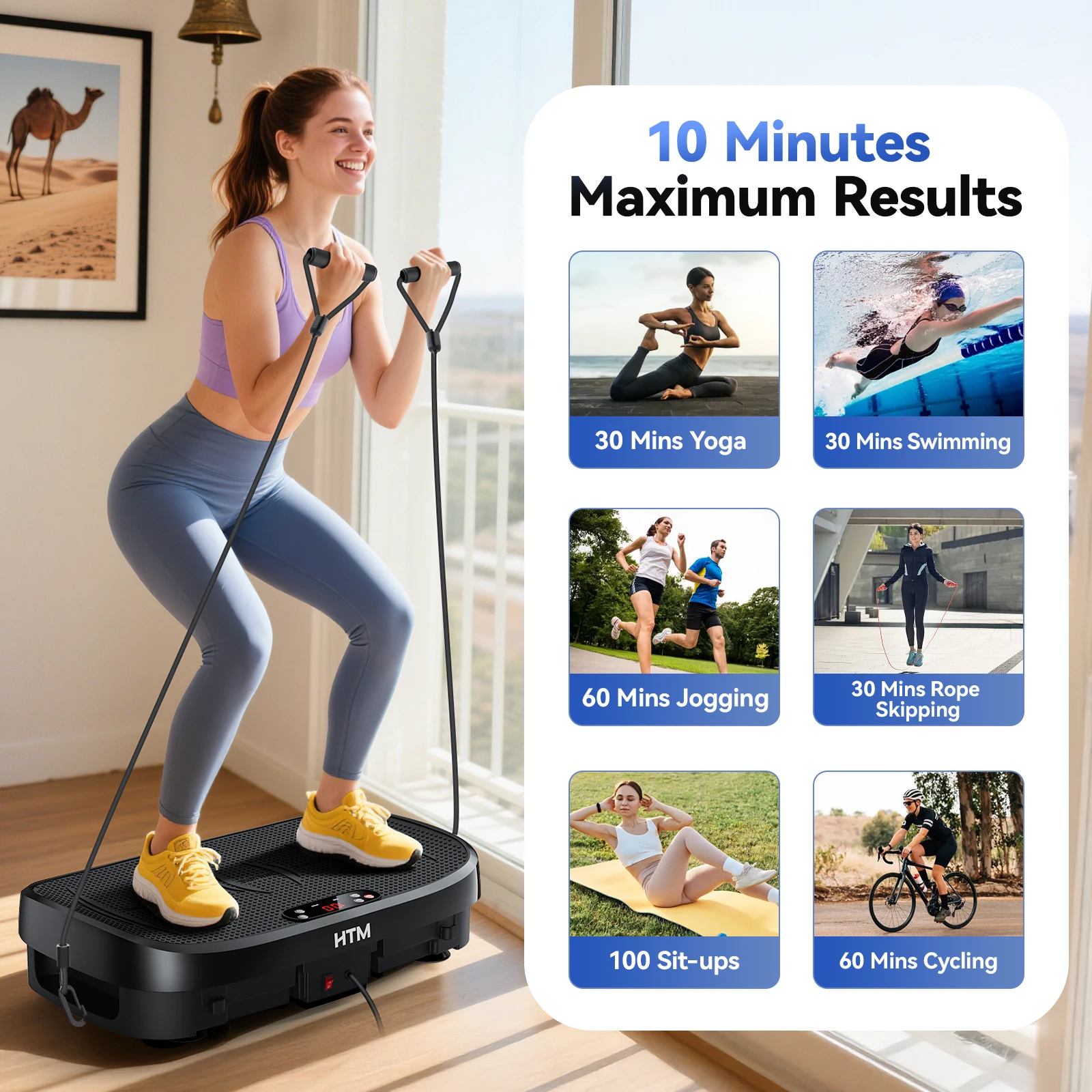 Vibration Plate Fitness Multi-Function Vibration Trainer 330lbs 120 Levels Whole Body Workout for Home Gym Muscle Relax Exercise - Image 1