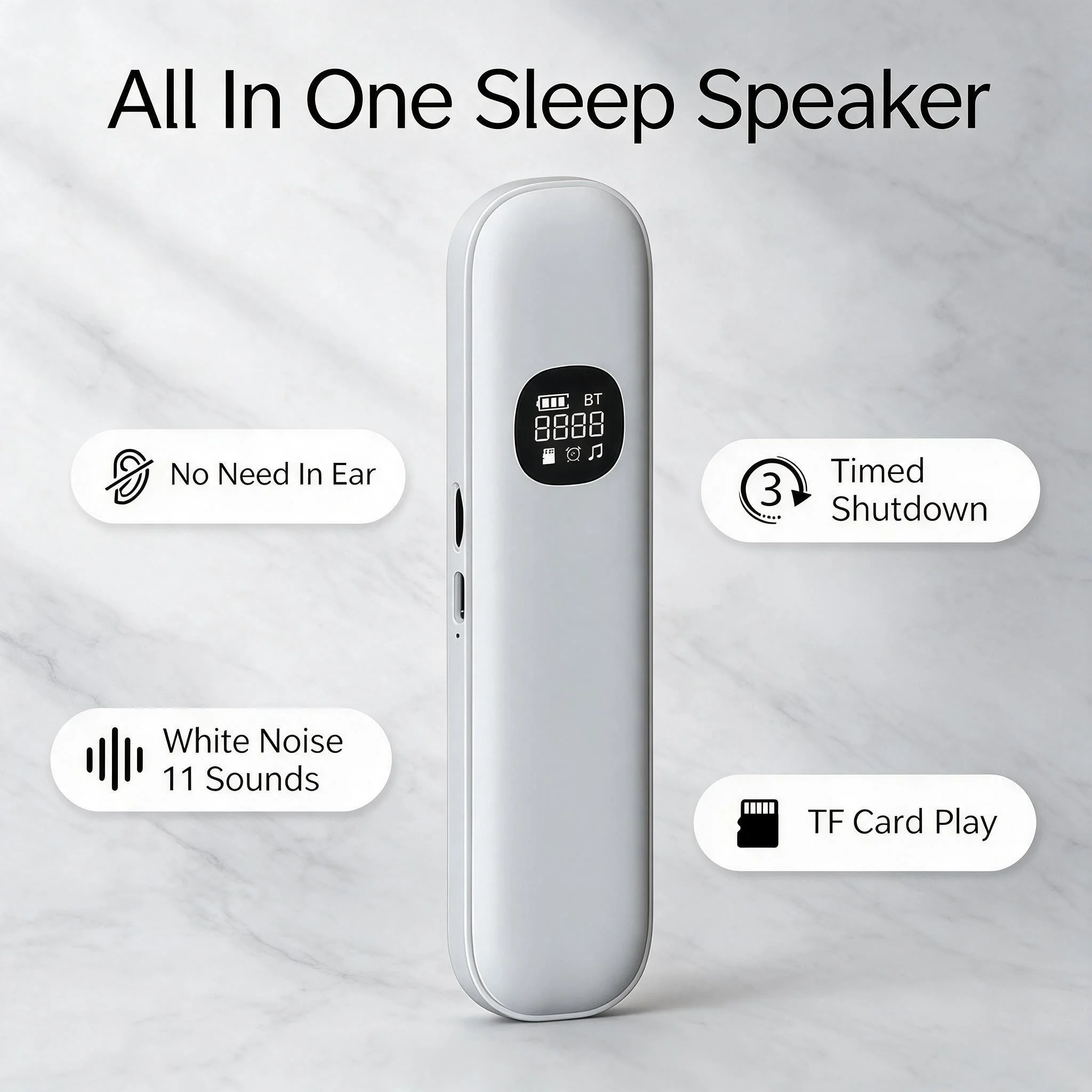 White Sleep Headband Bone Conduction Wireless Bluetooth Speaker Under Pillow HD Sound Side Sleeper Eye Mask - Image 2