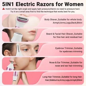 5-In-1 Rechargeable Cordless Electric Shaver For Women - Thumbnail Image 3