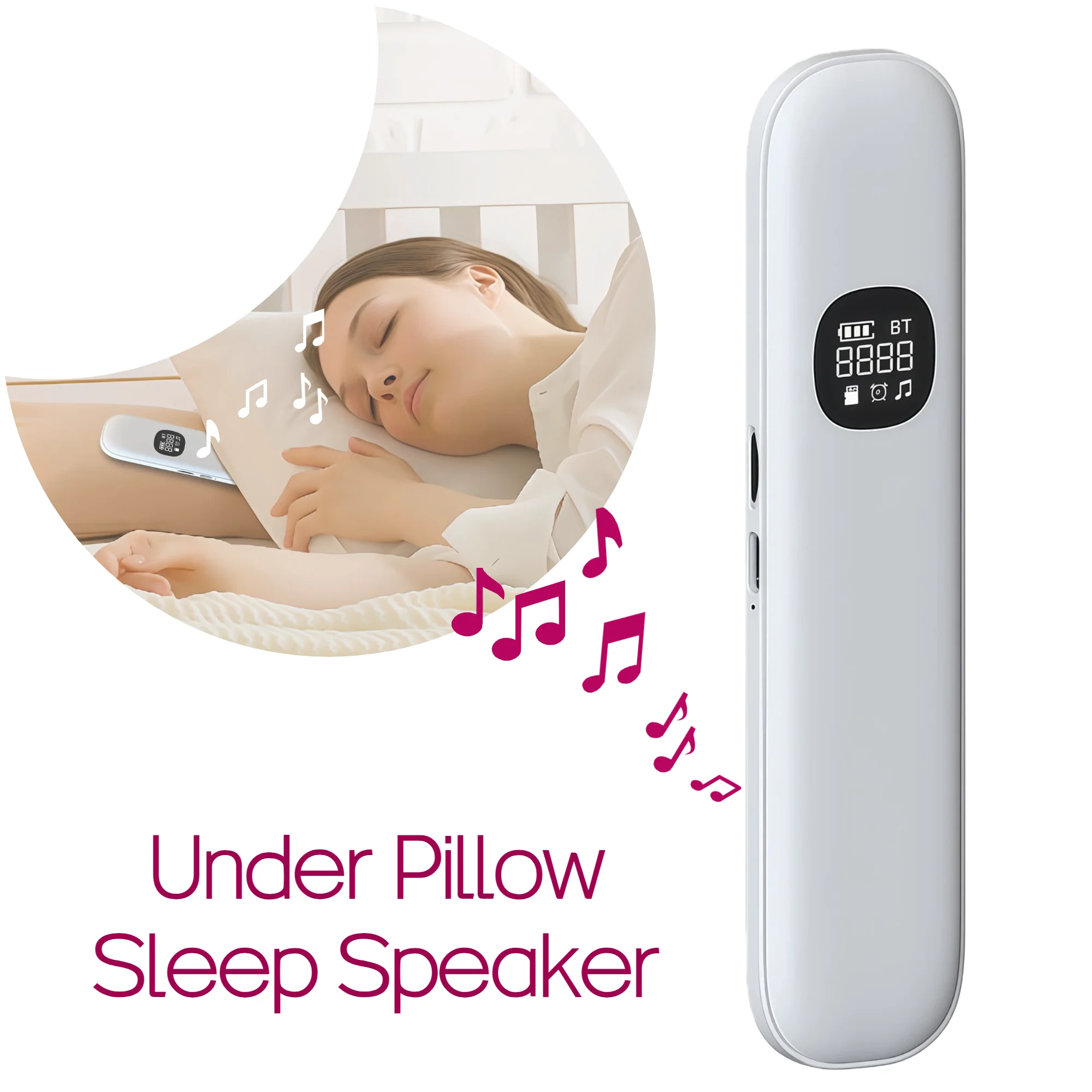 White Sleep Headband Bone Conduction Wireless Bluetooth Speaker Under Pillow HD Sound Side Sleeper Eye Mask - Image 9