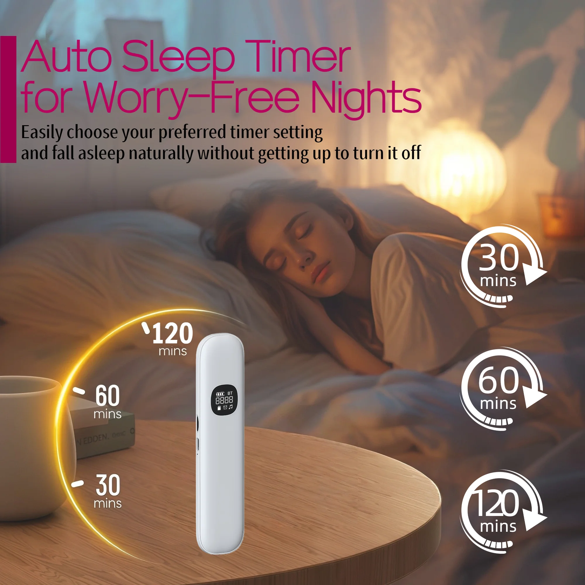 White Sleep Headband Bone Conduction Wireless Bluetooth Speaker Under Pillow HD Sound Side Sleeper Eye Mask - Image 3