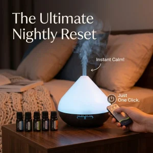 Aromatherapy Humidifier 2-in-1 Ultrasonic Silent Bedroom Atomizer + 7-Color Wood Grain Ambient Light | Smart Sensor Power-Off | USB Portable Desktop Essential Oil Diffuser | Holiday Gift Home Decoration