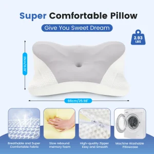 King Size Ergonomic Memory Foam Bed Pillow - Thumbnail Image 2