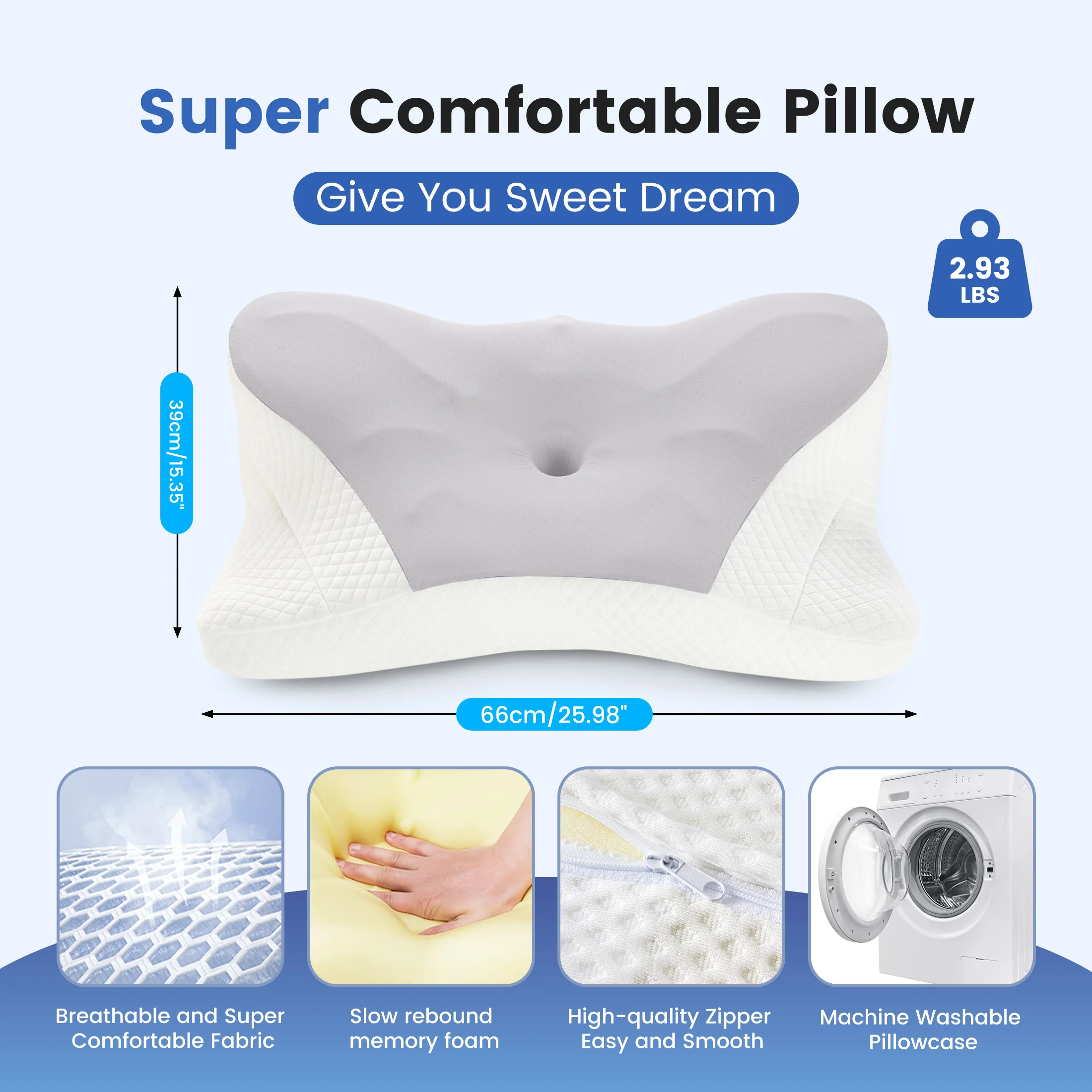 King Size Ergonomic Memory Foam Bed Pillow - Image 2