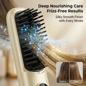 Wireless Ionic Hair Straightener Brush with Essential Oil Hair Care - Thumbnail Image 4