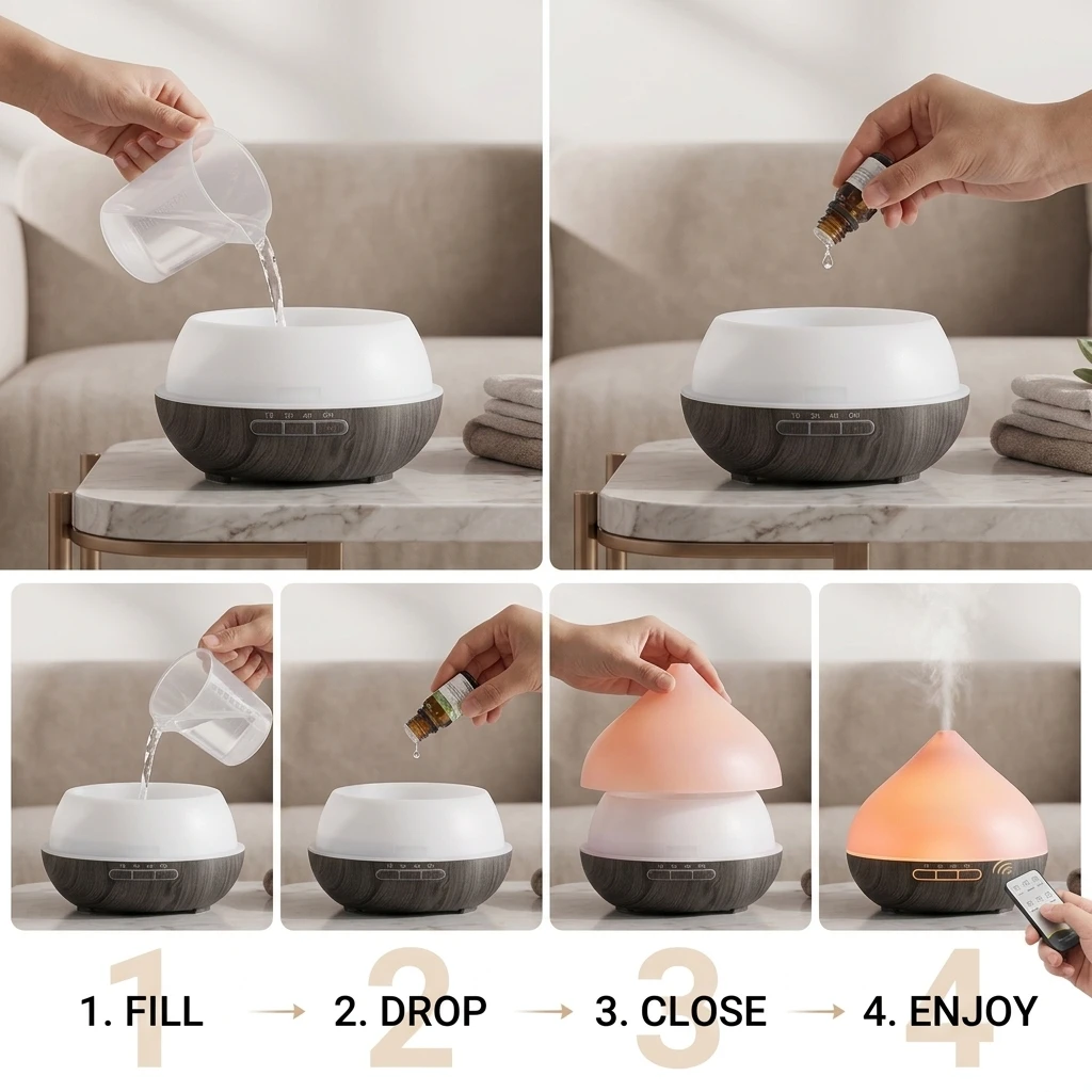 Aromatherapy Humidifier 2-in-1 Ultrasonic Silent Bedroom Atomizer + 7-Color Wood Grain Ambient Light | Smart Sensor Power-Off | USB Portable Desktop Essential Oil Diffuser | Holiday Gift Home Decoration - Image 6