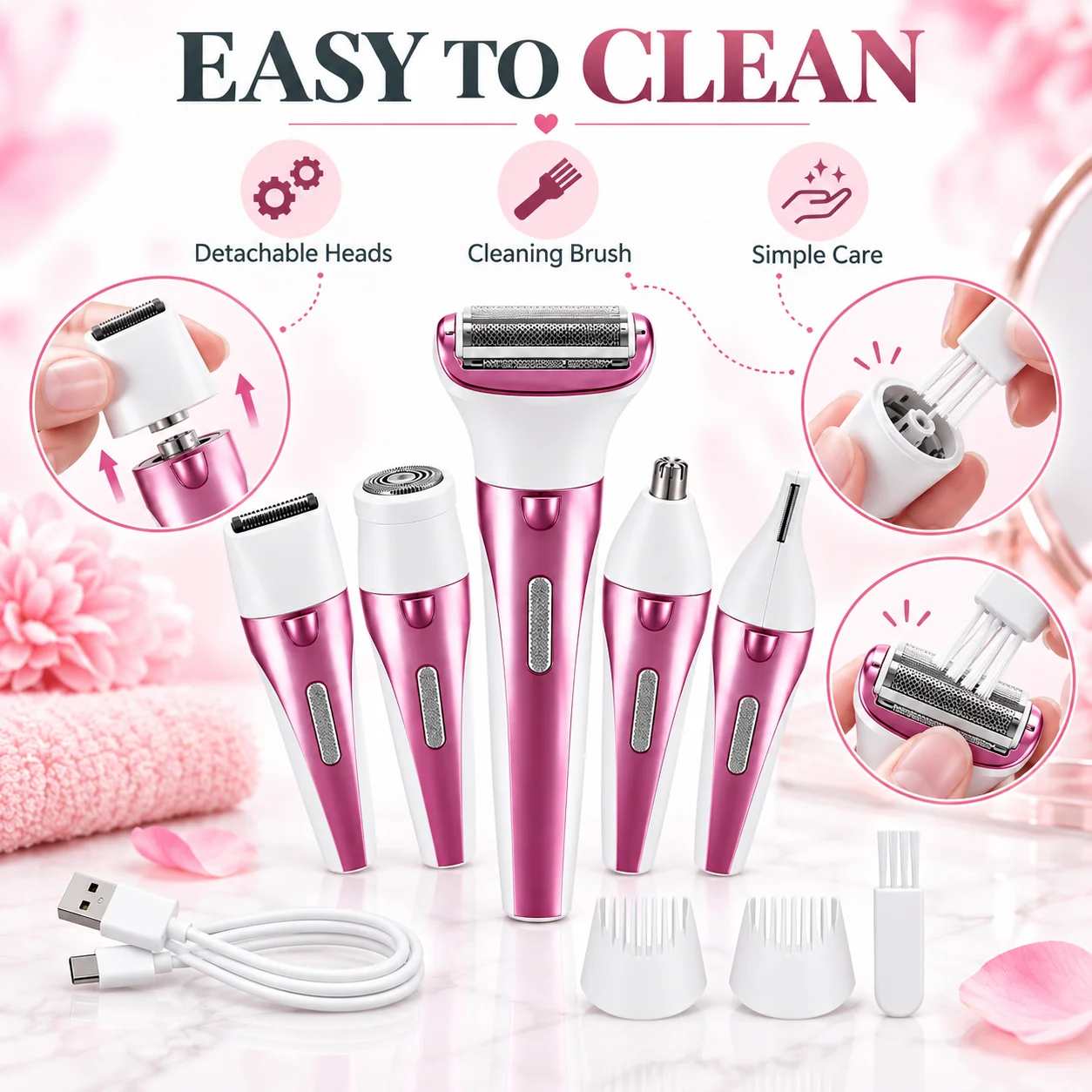 5-In-1 Rechargeable Cordless Electric Shaver For Women - Image 1