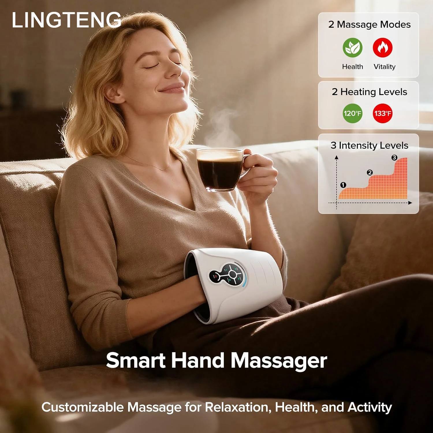 Cordless Heated Hand Massager, - Image 2