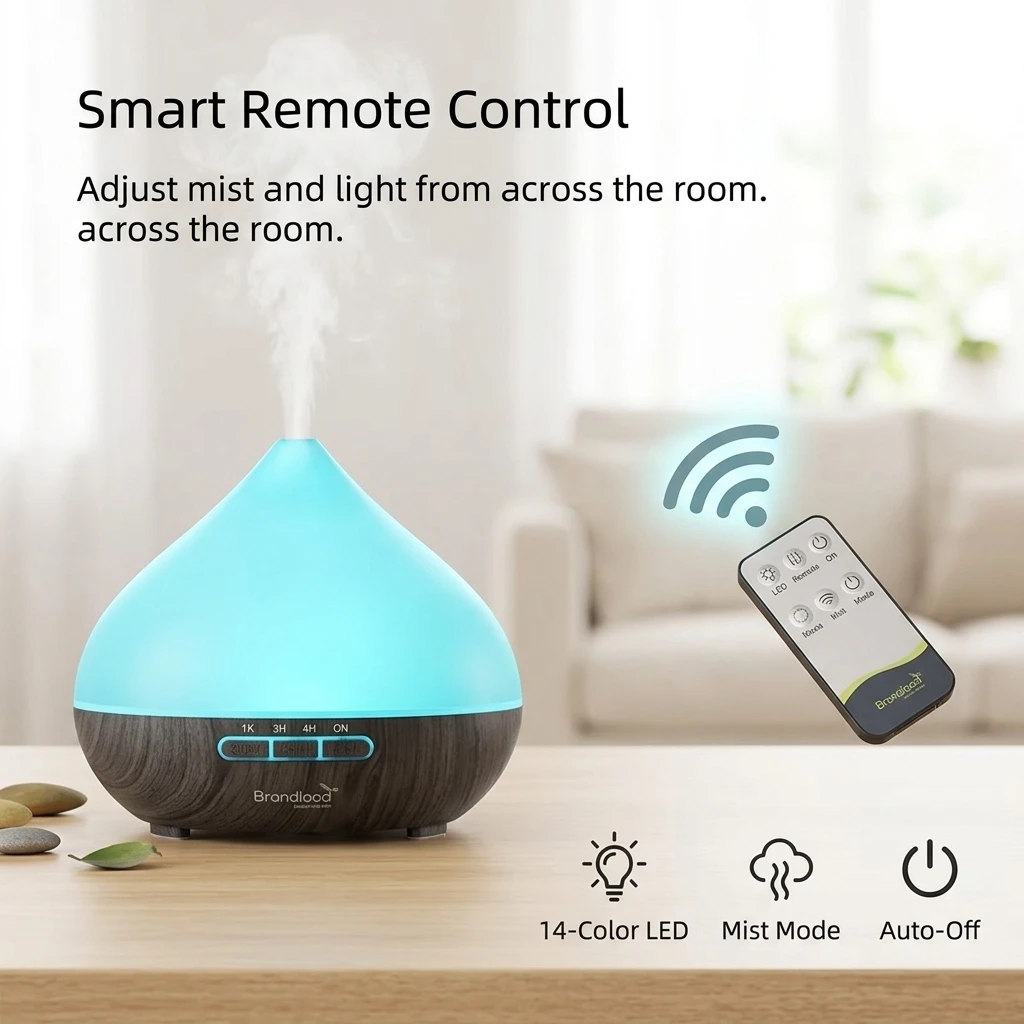 Aromatherapy Humidifier 2-in-1 Ultrasonic Silent Bedroom Atomizer + 7-Color Wood Grain Ambient Light | Smart Sensor Power-Off | USB Portable Desktop Essential Oil Diffuser | Holiday Gift Home Decoration - Image 5