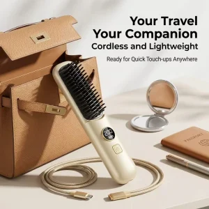 Wireless Ionic Hair Straightener Brush with Essential Oil Hair Care - Thumbnail Image 2