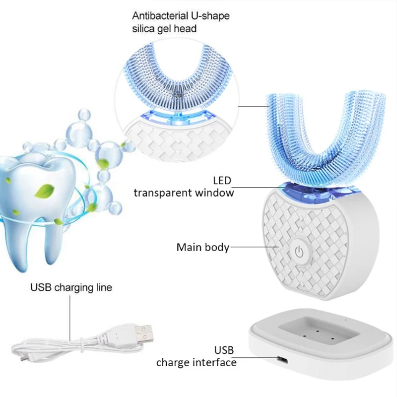 U-Shaped Electric Toothbrush with Automatic LED Teeth Whitening Kit - Image 3