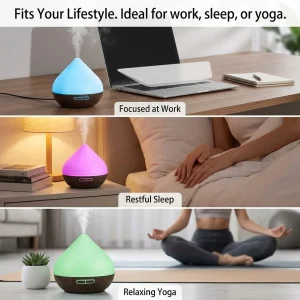 Aromatherapy Humidifier 2-in-1 Ultrasonic Silent Bedroom Atomizer + 7-Color Wood Grain Ambient Light | Smart Sensor Power-Off | USB Portable Desktop Essential Oil Diffuser | Holiday Gift Home Decoration - Thumbnail Image 3
