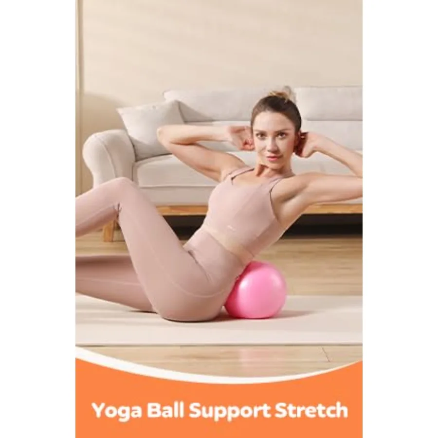 Pilates Kit, 9" Anti-Burst Mini Ball, Yoga Rings for Legs, 5 Resistance Bands - Image 4