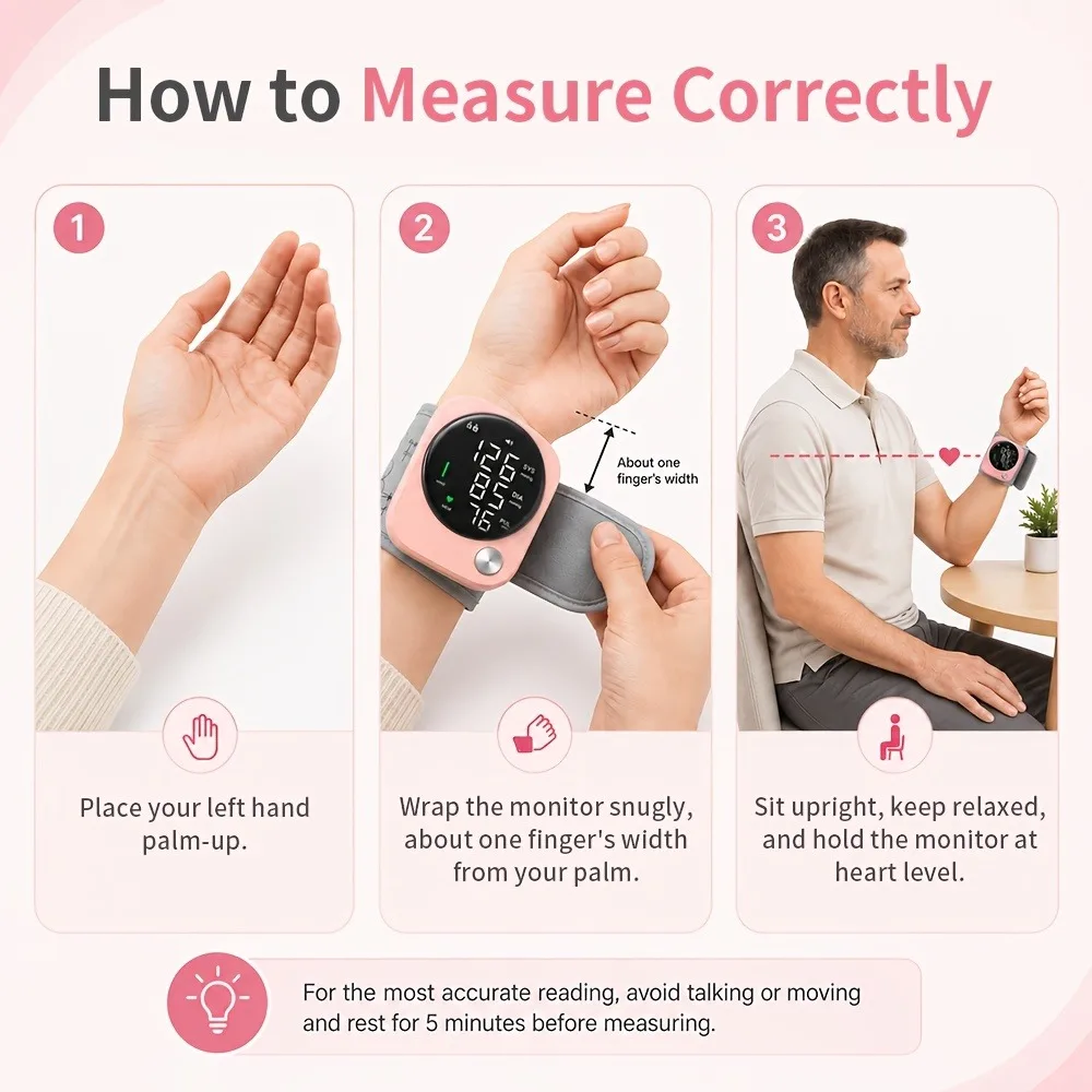 Automatic Wrist Blood Pressure Monitor with Adjustable Cuff, - Image 8