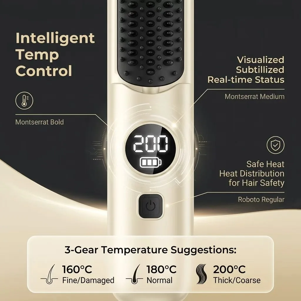 Wireless Ionic Hair Straightener Brush with Essential Oil Hair Care - Image 5