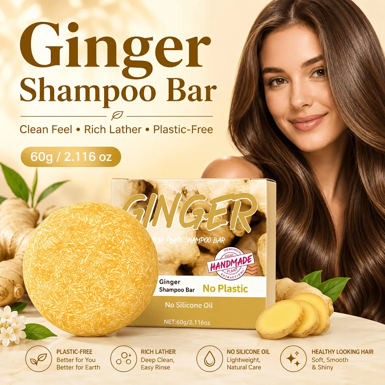 Ginger Shampoo Bar For Women & Men - Image 1