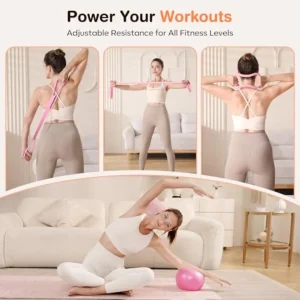 Pilates Kit, 9" Anti-Burst Mini Ball, Yoga Rings for Legs, 5 Resistance Bands - Thumbnail Image 2