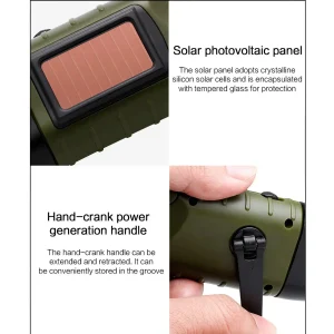 Solar Powered Multifunctional Outdoor Handheld LED Flashlight Emergency Charging Light for Camping Hiking and Adventure Portable for Travel and Emergencies Rechargeable Torch Outdoor Gear - Thumbnail Image 3