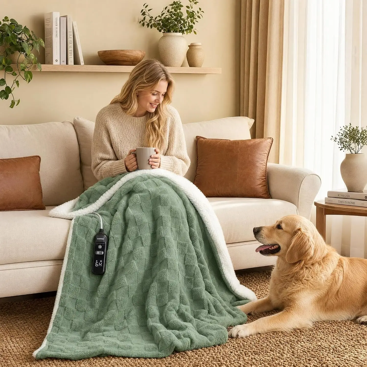 Electric Heated, Weighted Blanket Throw - Image 1