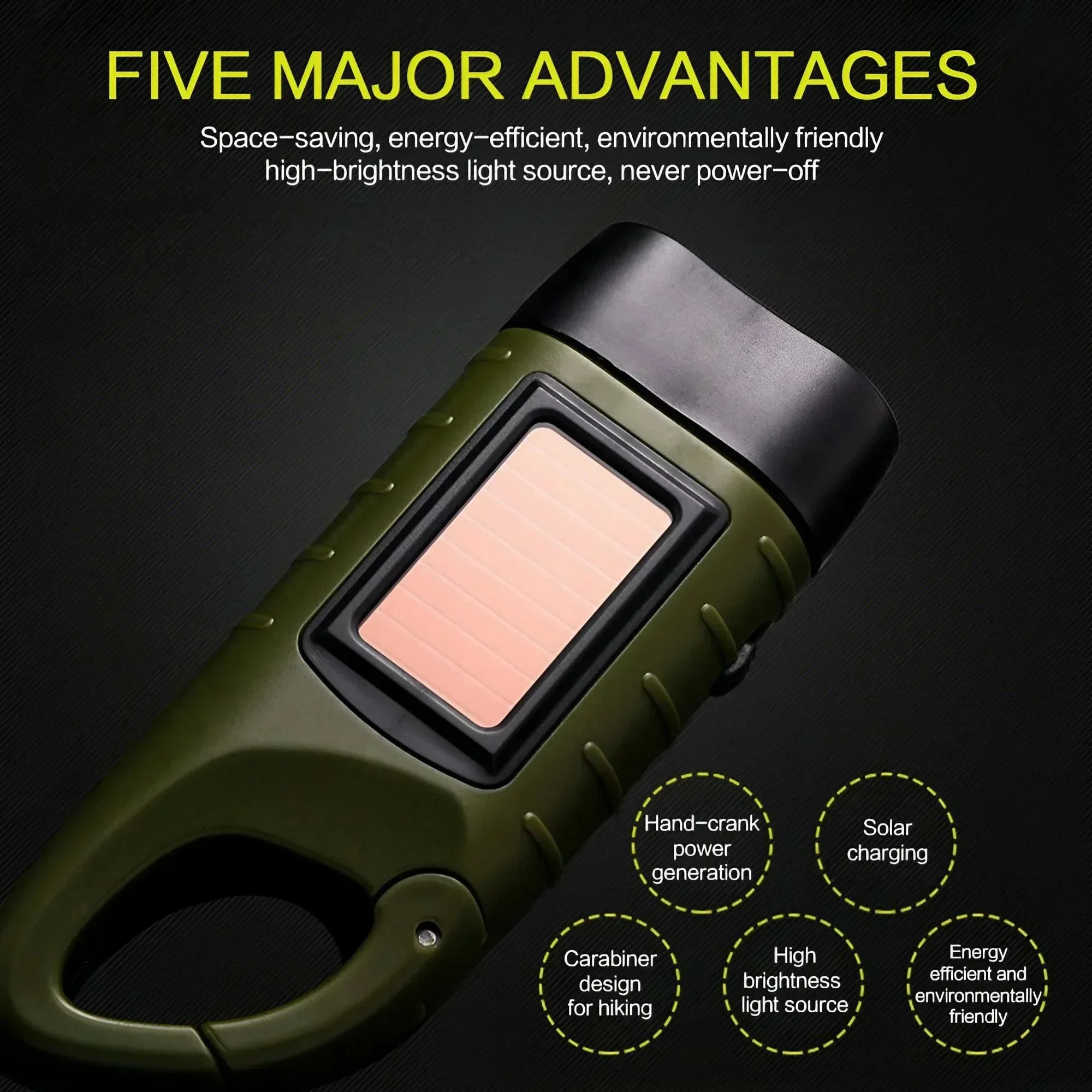 Solar Powered Multifunctional Outdoor Handheld LED Flashlight Emergency Charging Light for Camping Hiking and Adventure Portable for Travel and Emergencies Rechargeable Torch Outdoor Gear - Image 7